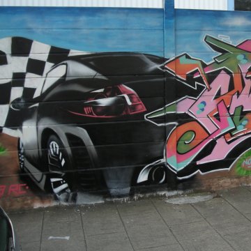 Graffiti voiture damier extérieur Angers